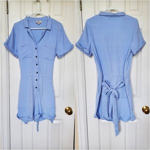 Loft Baby Blue Button Up Romper